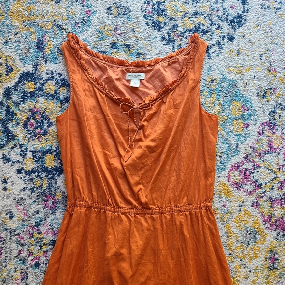 Banana Republic cotton ruffle dress sundress slip dress orange - Picture 3 of 14